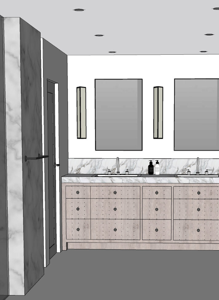 Primary bathroom renovation design rendering